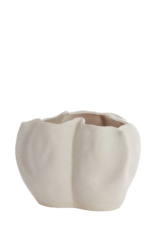 Vase deco 33,5x33x22,5 cm SANGULI ceramics cream