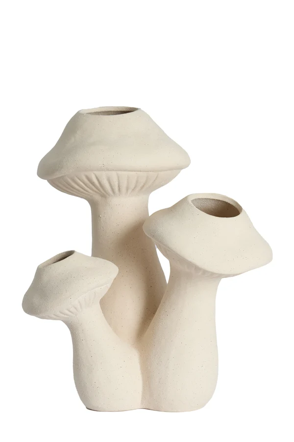Vase deco 33,5x28,35x40,5 cm MUSHROOM ceramics matt cream
