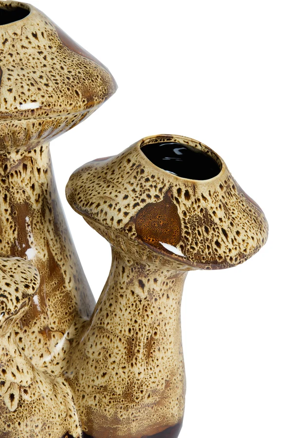Vase deco 33,5x28,35x40,5 cm MUSHROOM ceramics d brown+cream