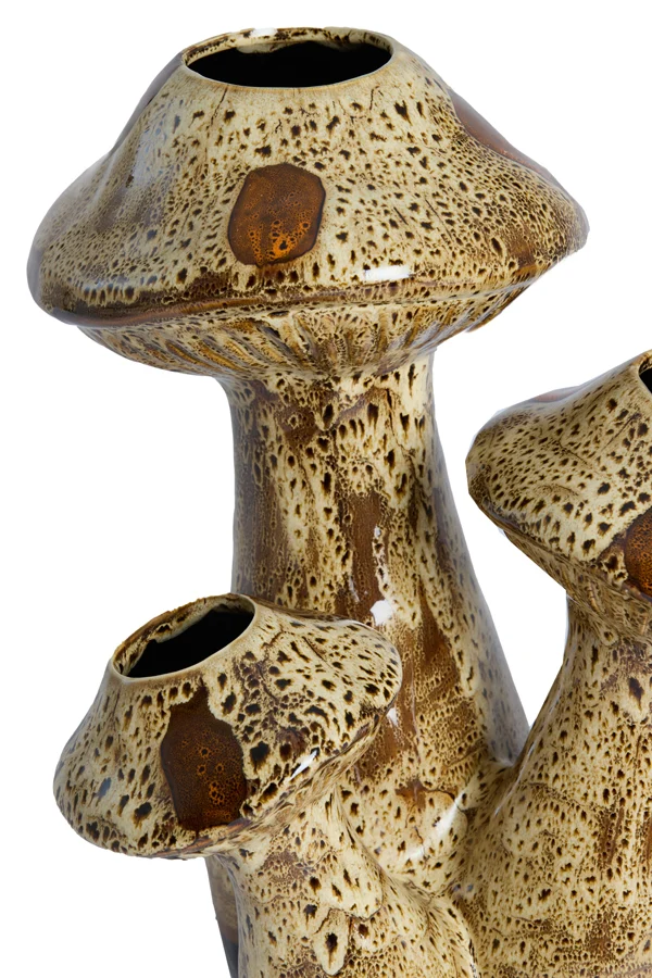 Vase deco 33,5x28,35x40,5 cm MUSHROOM ceramics d brown+cream