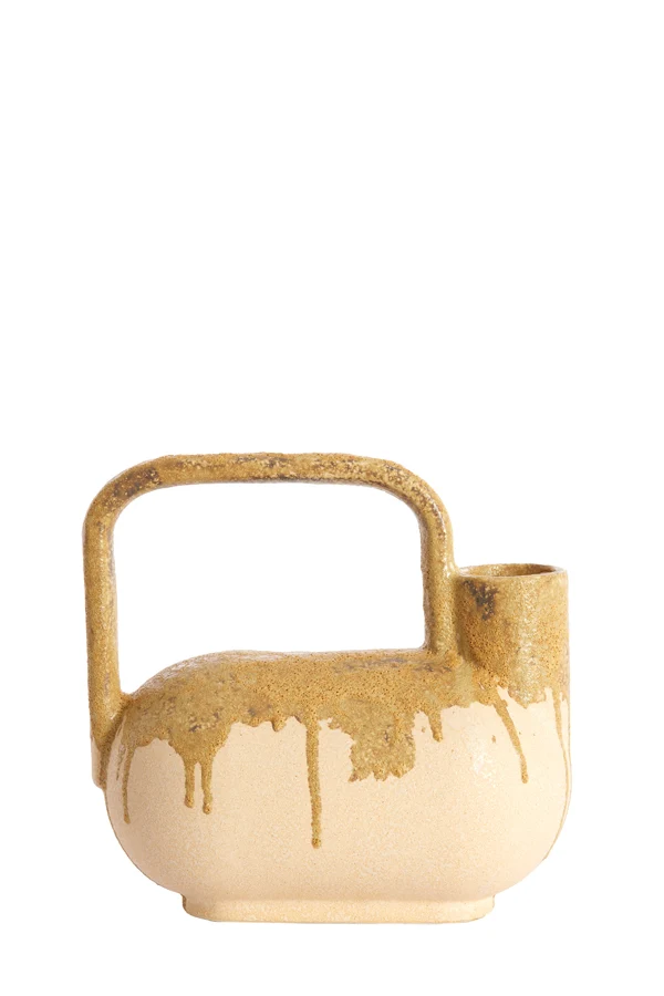 Vase deco 25x14x24 cm SERRES ceramics cream+olive green