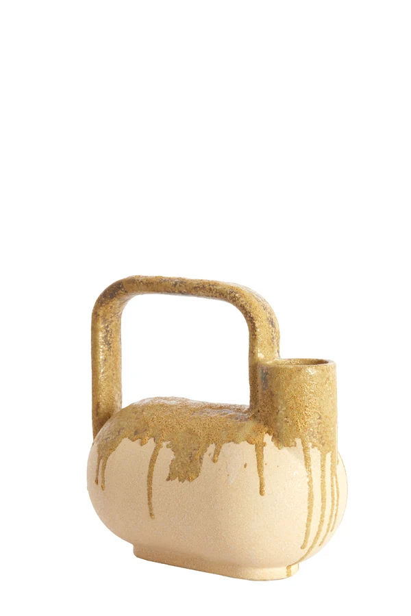 Vase deco 25x14x24 cm SERRES ceramics cream+olive green