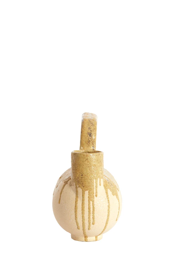 Vase deco 25x14x24 cm SERRES ceramics cream+olive green