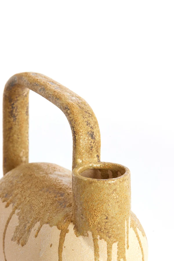 Vase deco 25x14x24 cm SERRES ceramics cream+olive green