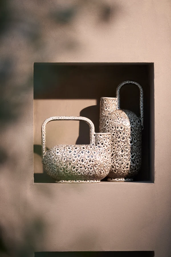 Vase deco 25x14x24 cm SERRES ceramics cream+black
