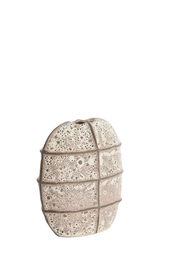 Vase deco 25x12,5x28 cm MANTU ceramics matt dark brown+cream