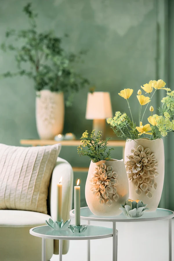Vase deco 23x20,5x26 cm AMIATA ceramics matt cream