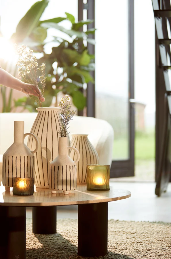 Vase deco 23,5x43 cm DIPHU ceramics cream-black