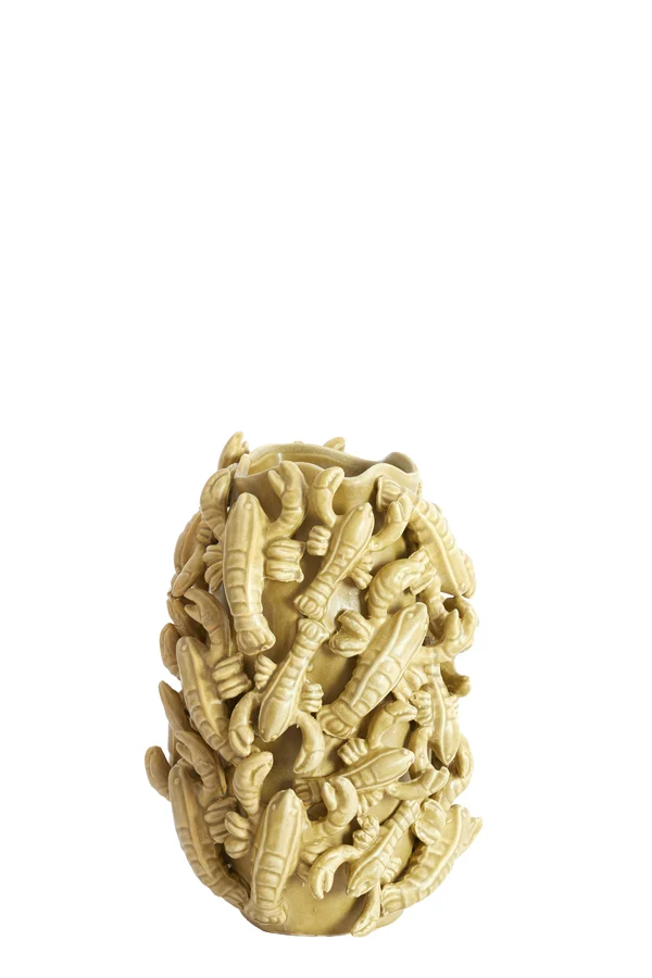 Vase deco 21x20x31 cm LOBSTER ceramics matt olive green