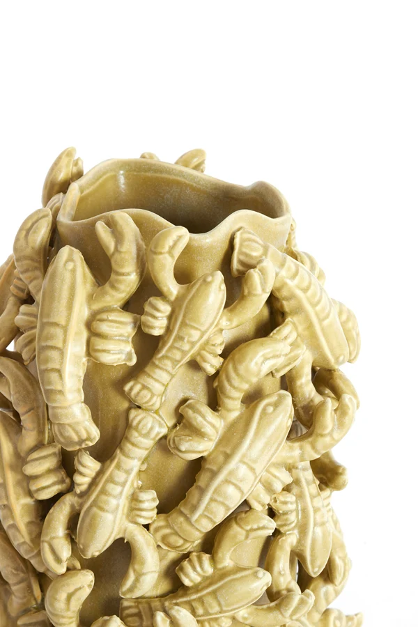 Vase deco 21x20x31 cm LOBSTER ceramics matt olive green