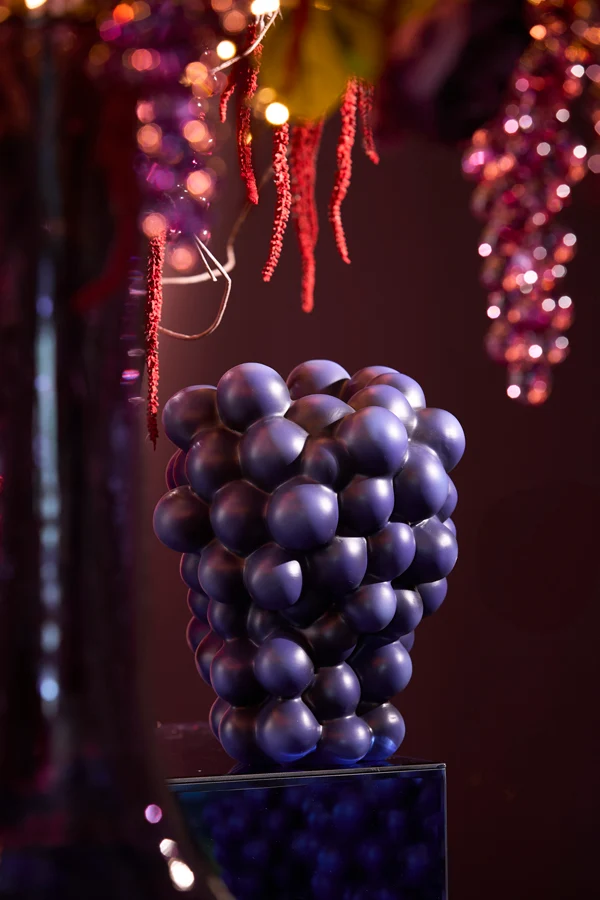 Vase deco 21x20x25,5 cm GRAPES dark blue-purple
