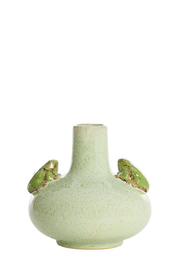 Vase deco 21x20,5 cm FROG ceramics mint green+green