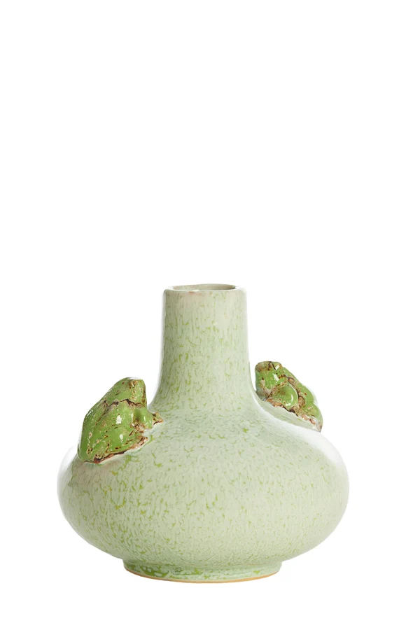 Vase deco 21x20,5 cm FROG ceramics mint green+green