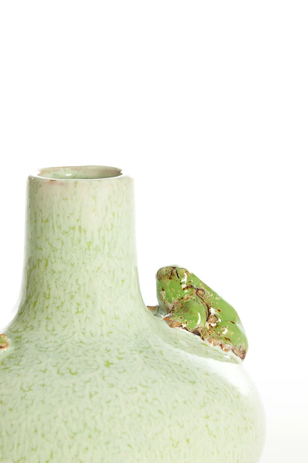 Vase deco 21x20,5 cm FROG ceramics mint green+green