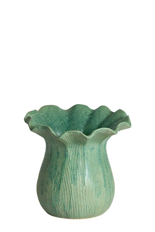 Vase deco 21x19 cm ZENORA ceramics matt green