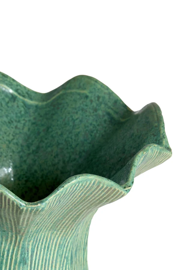 Vase deco 21x19 cm ZENORA ceramics matt green