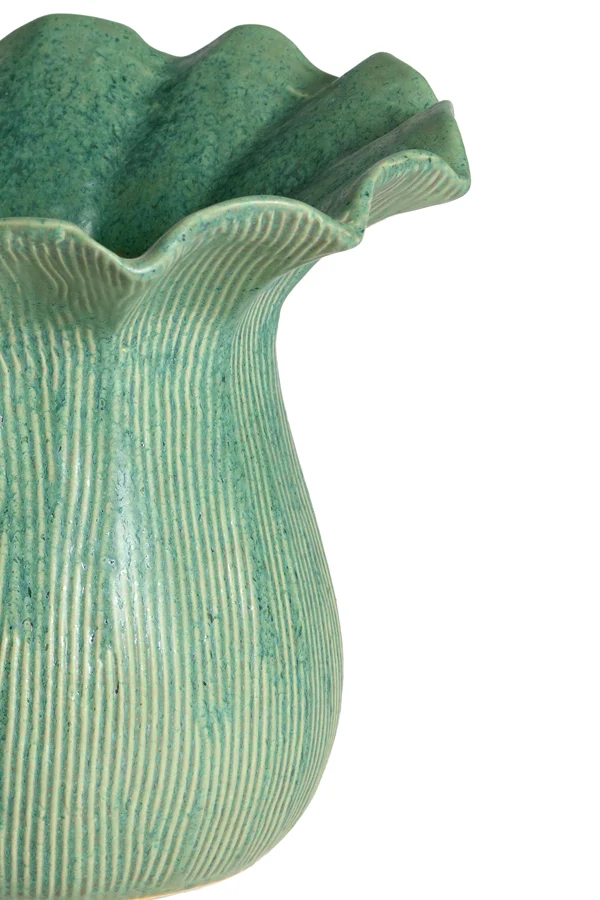 Vase deco 21x19 cm ZENORA ceramics matt green