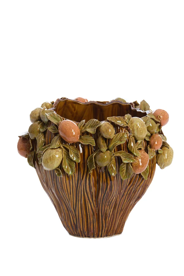 Vase deco 38x33 cm LEMONI ceramics brown-orange+green