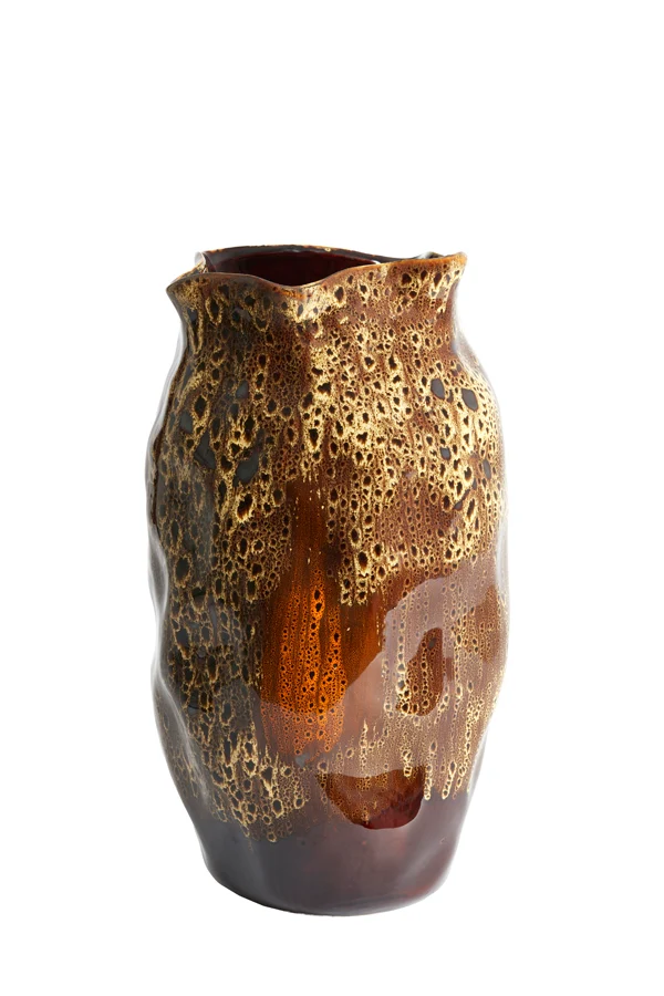 Vase deco 25,5x45,5 cm ALTHEA ceramics d brown+cream+orange