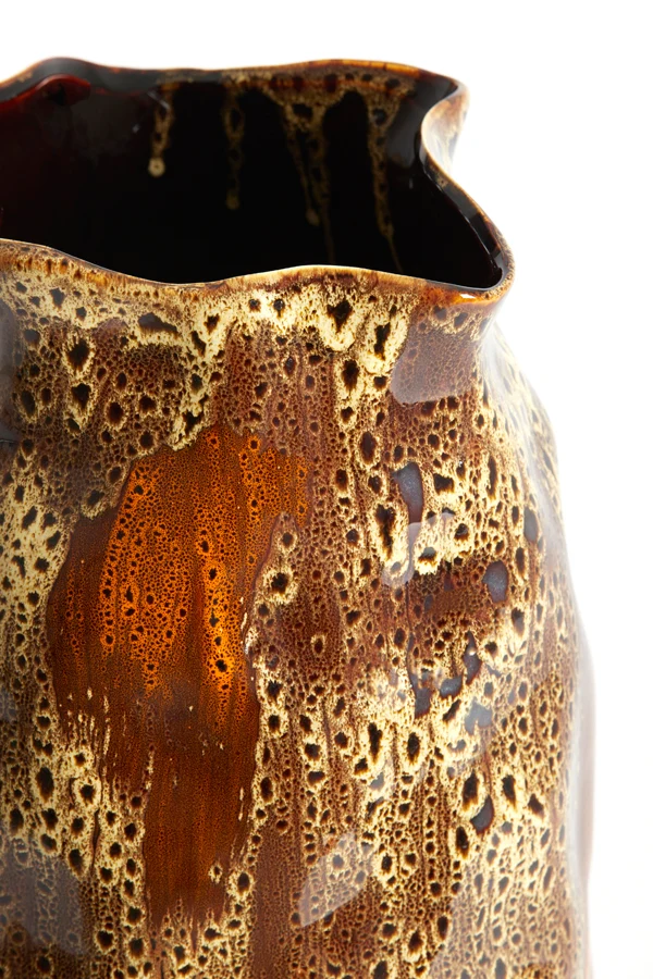 Vase deco 25,5x45,5 cm ALTHEA ceramics d brown+cream+orange