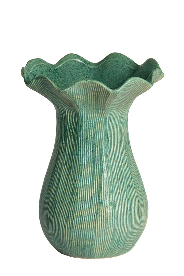 Vase deco 23,5x30,5 cm ZENORA ceramics matt green