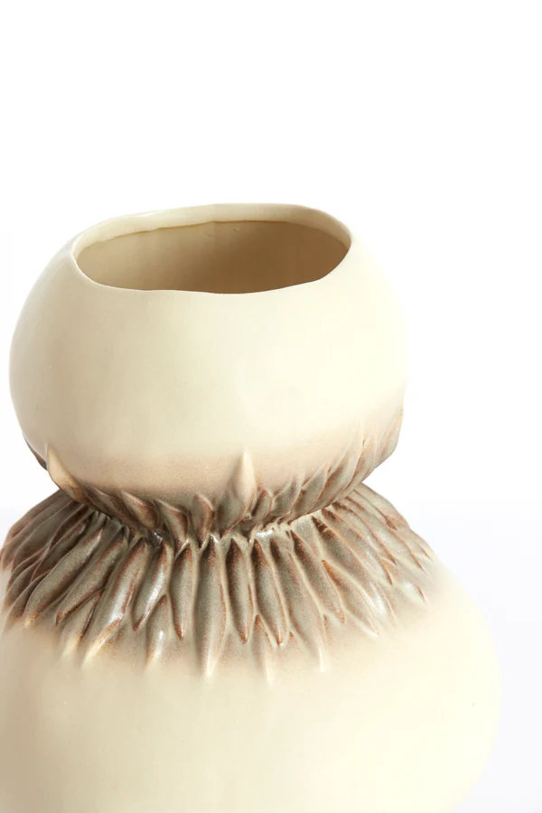 Vase deco 23,5x29,5 cm AVERA ceramics cream-brown