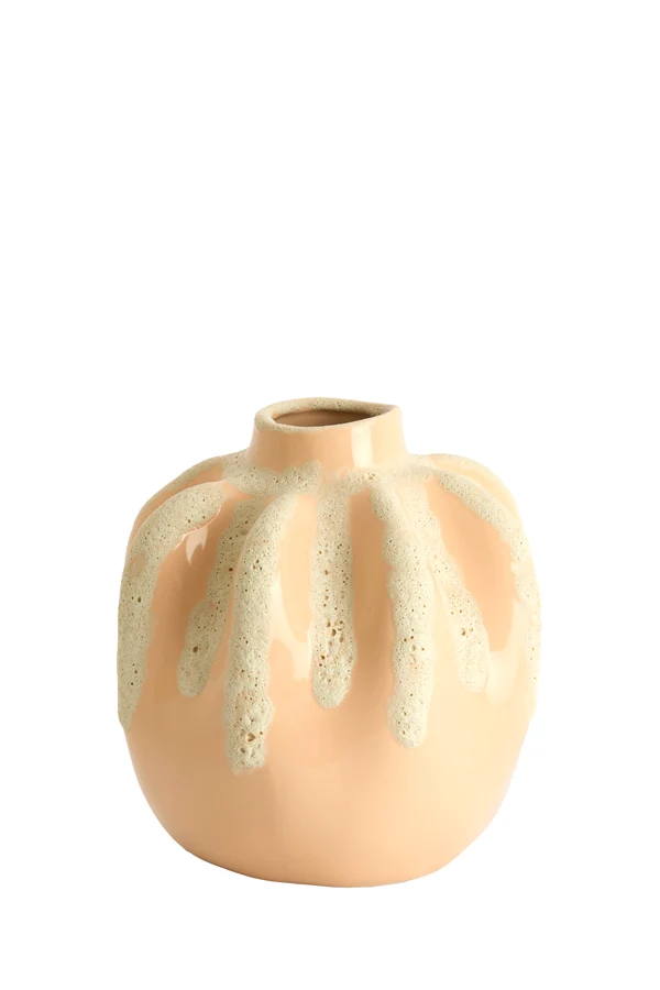 Vase deco 23,5x27,5 cm CHIERI ceramics light pink+cream