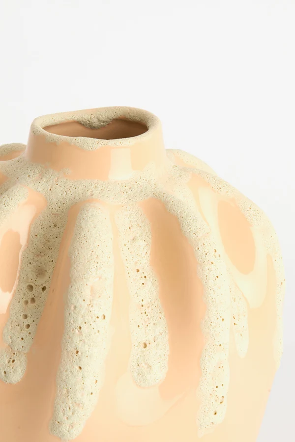 Vase deco 23,5x27,5 cm CHIERI ceramics light pink+cream