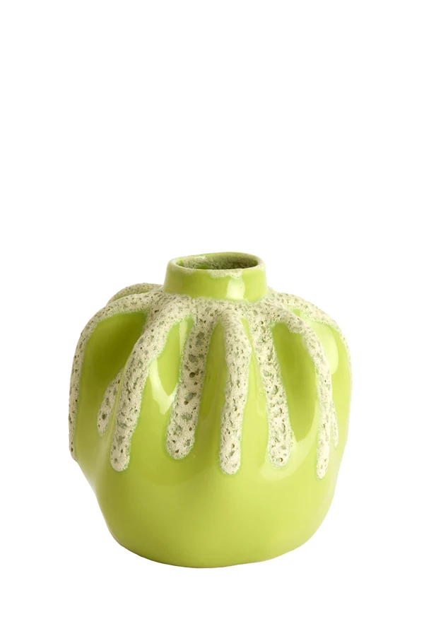 Vase deco 23,5x27,5 cm CHIERI ceramics light green+cream