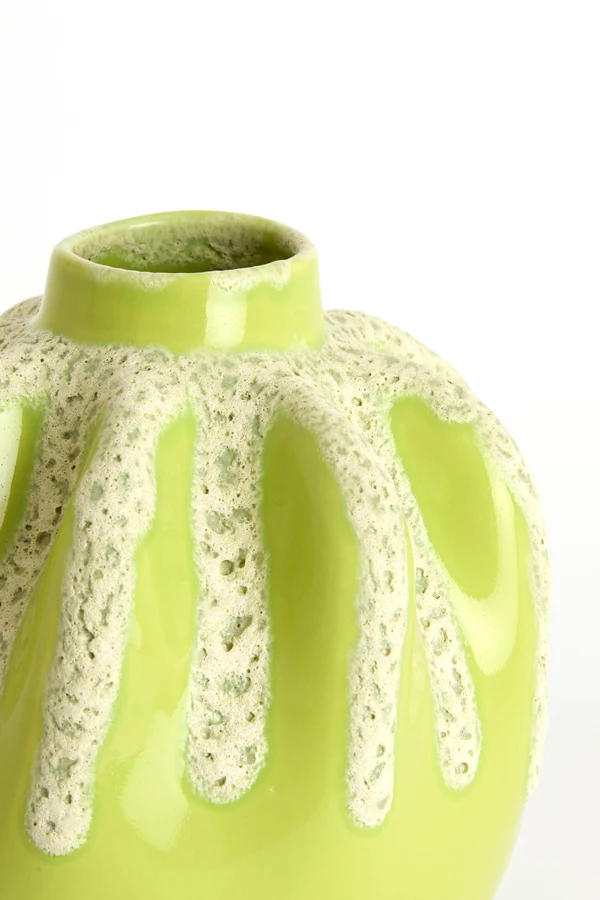 Vase deco 23,5x27,5 cm CHIERI ceramics light green+cream
