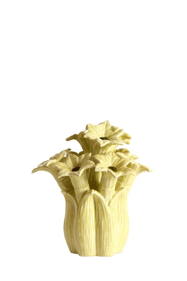 Vase deco 21,5x23,5 cm SAMPAGA ceramics yellow-green