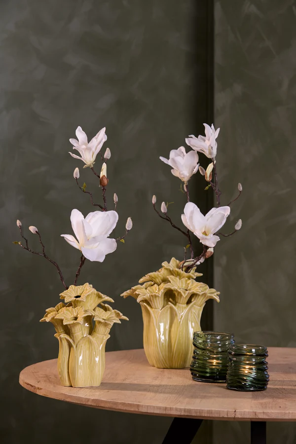Vase deco 21,5x23,5 cm SAMPAGA ceramics yellow-green