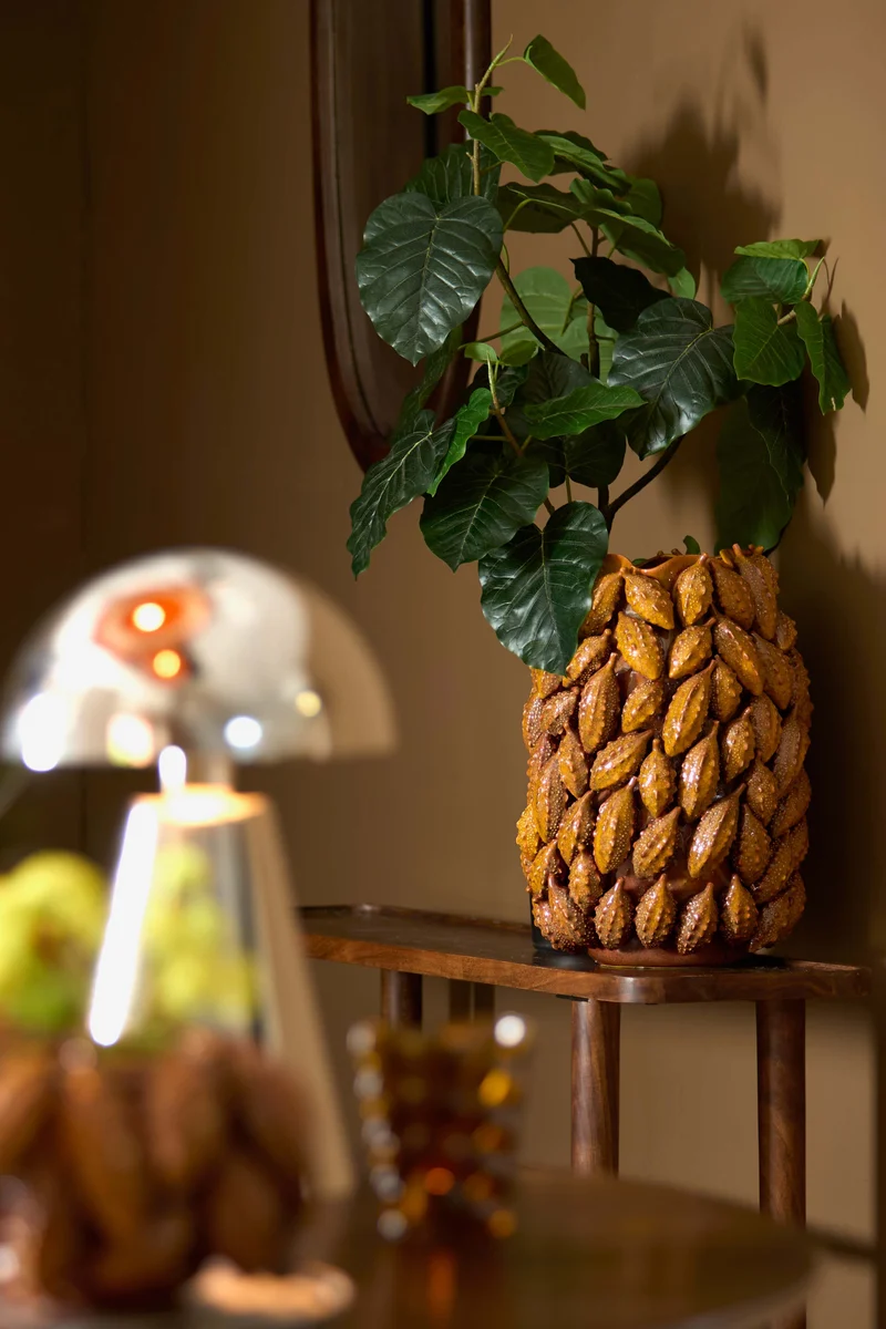 Vase deco 32x31x44 cm PALATIK ceramics cognac brown