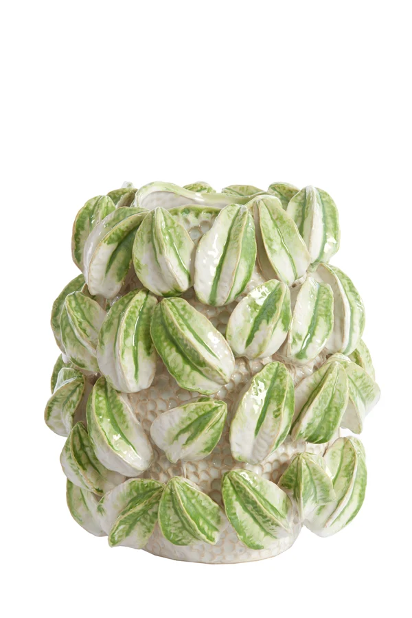 Vase deco 32x31,5x36,5 cm CARAMBOLA ceramics cream+green