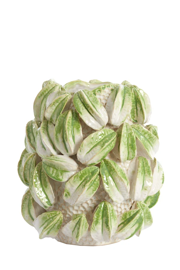 Vase deco 32x31,5x36,5 cm CARAMBOLA ceramics cream+green