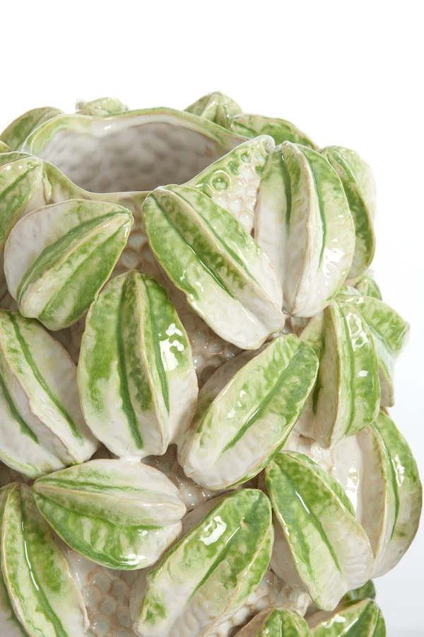 Vase deco 32x31,5x36,5 cm CARAMBOLA ceramics cream+green