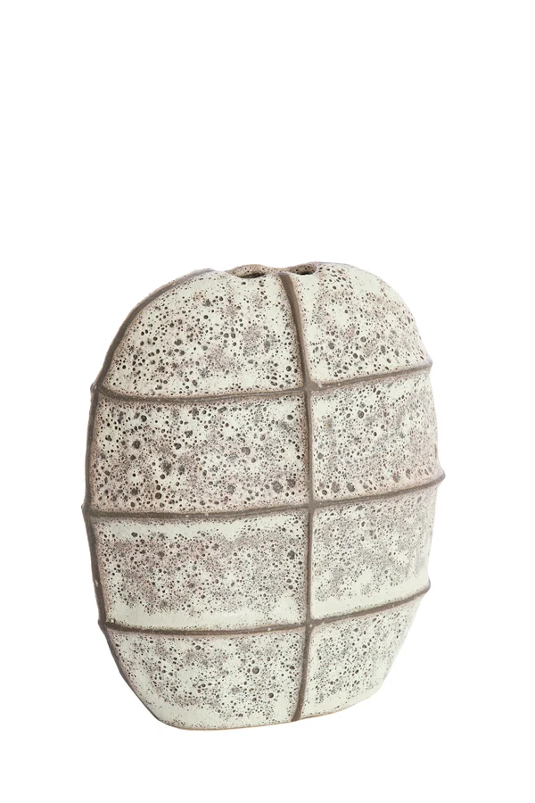 Vase deco 32x16x36 cm MANTU ceramics matt dark brown+cream