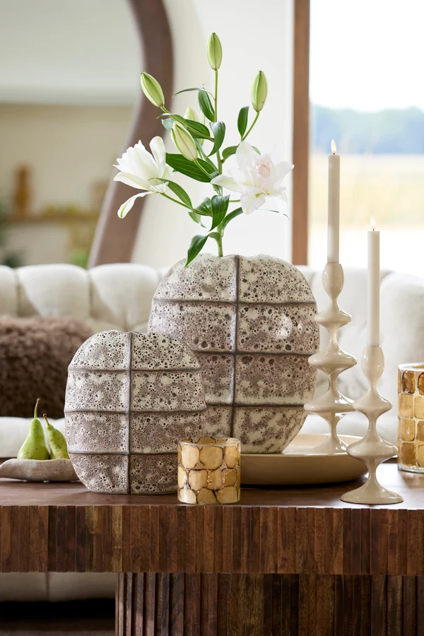 Vase deco 32x16x36 cm MANTU ceramics matt dark brown+cream
