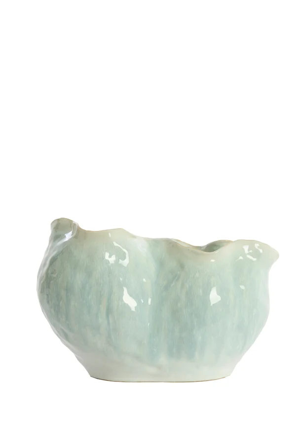 Vase deco 36x21,5x24,5 cm TELMO ceramics light blue+cream