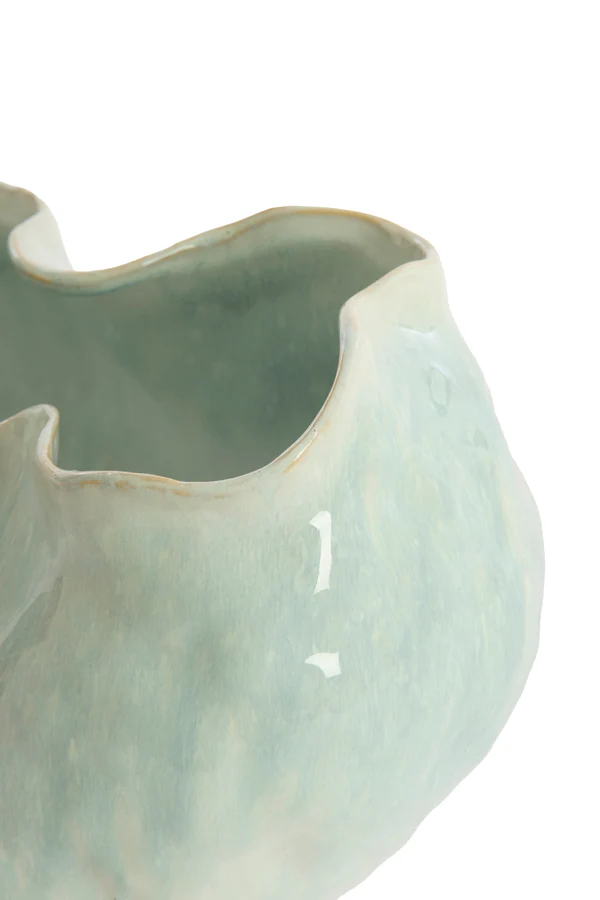 Vase deco 36x21,5x24,5 cm TELMO ceramics light blue+cream
