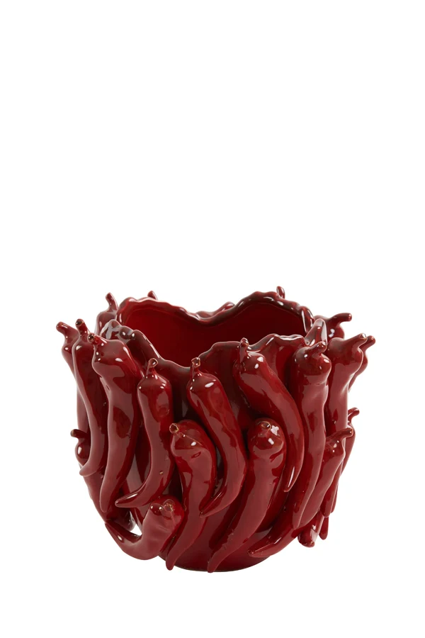 Vase deco 25,5x24,5x20,5 cm PEPPER ceramics red