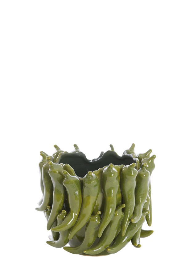 Vase deco 25,5x24,5x20,5 cm PEPPER ceramics dark green