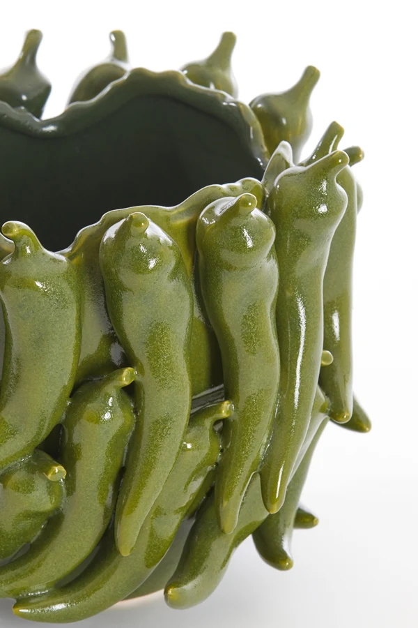 Vase deco 25,5x24,5x20,5 cm PEPPER ceramics dark green