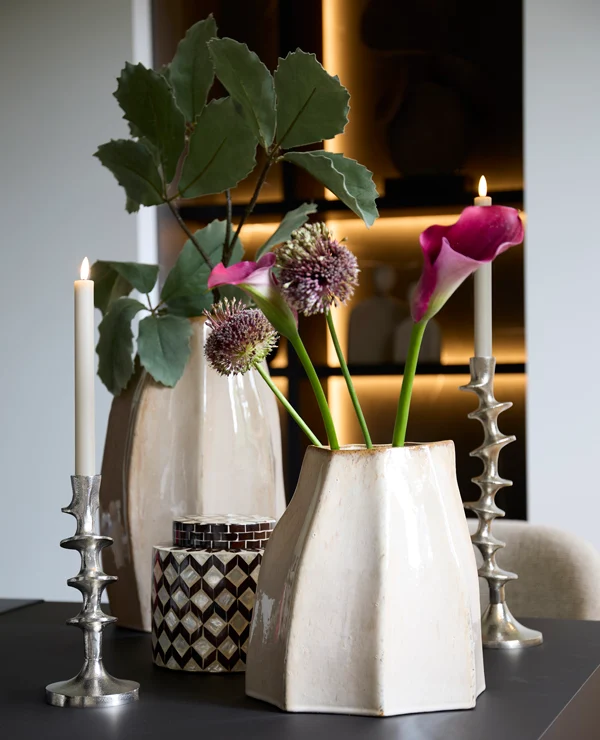 Vase deco 25,5x22x27 cm CHIADO shiny beige