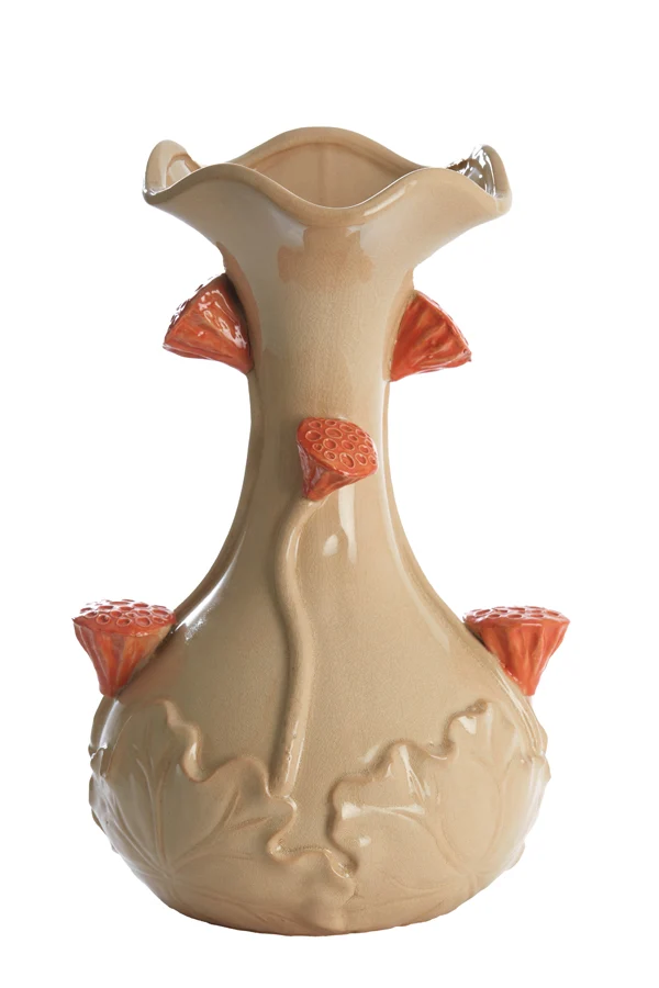 Vase deco 24x40 cm ODALI ceramics cream+orange