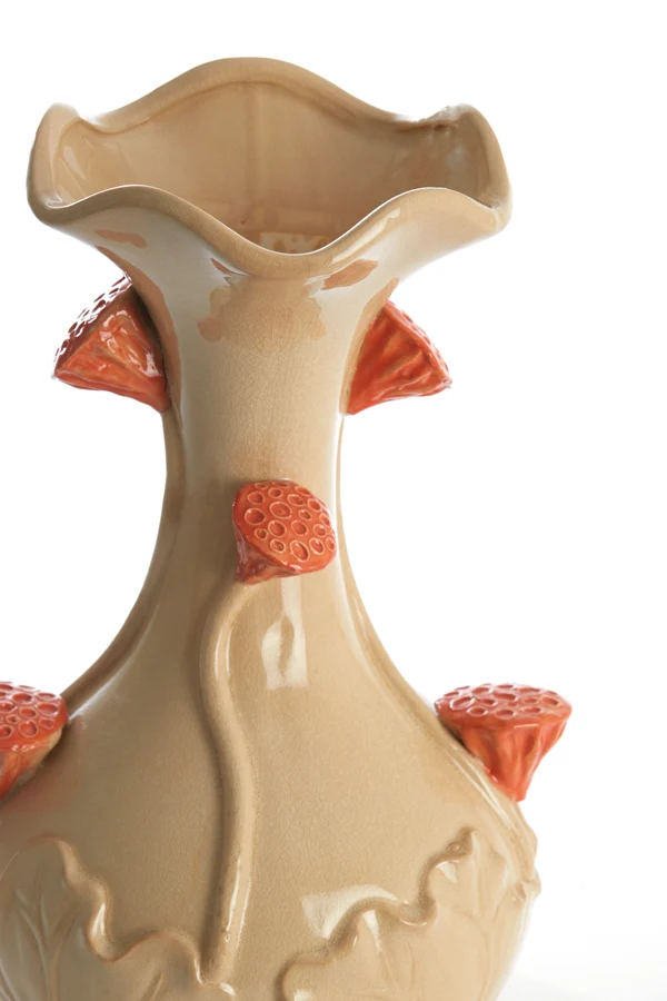 Vase deco 24x40 cm ODALI ceramics cream+orange