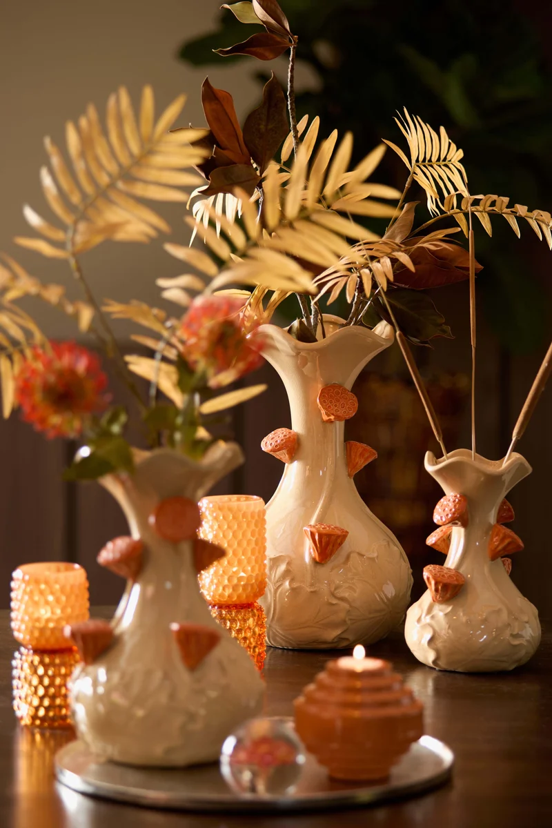 Vase deco 24x40 cm ODALI ceramics cream+orange