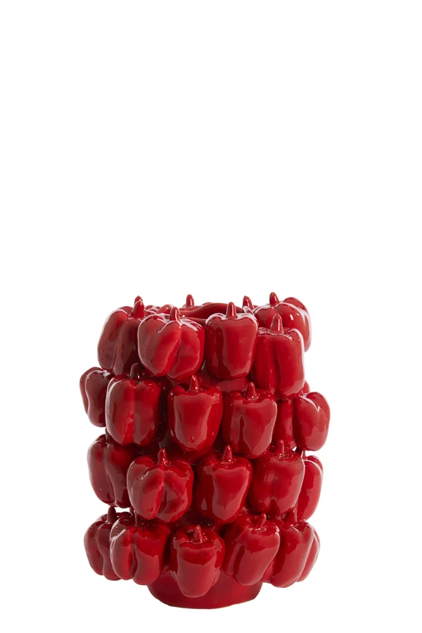 Vase deco 23,5x23x32,5 cm BELLPEPPER ceramics shiny red