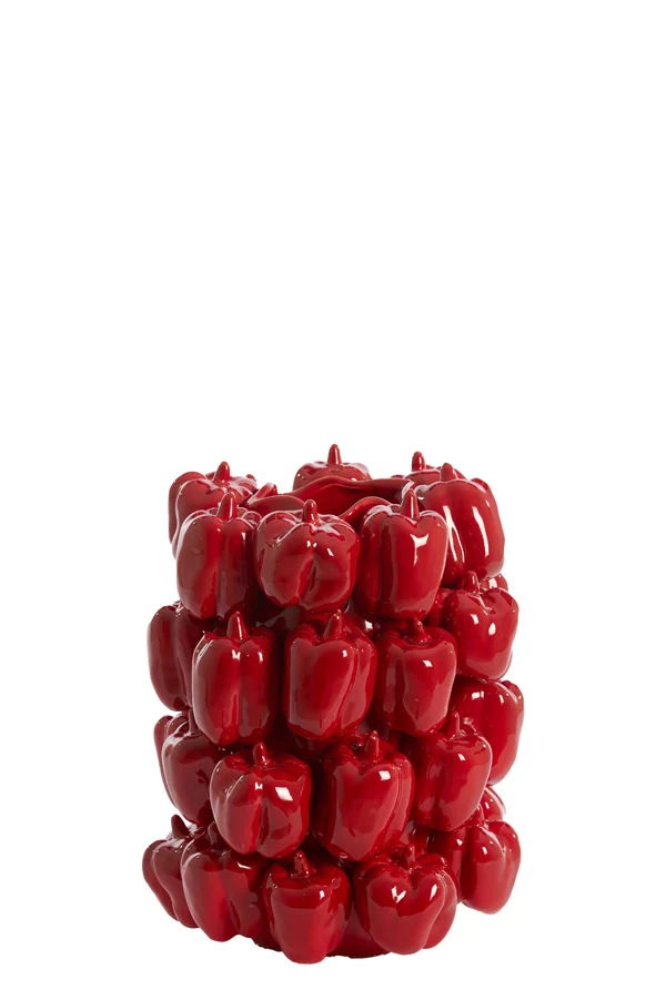 Vase deco 23,5x23x32,5 cm BELLPEPPER ceramics shiny red