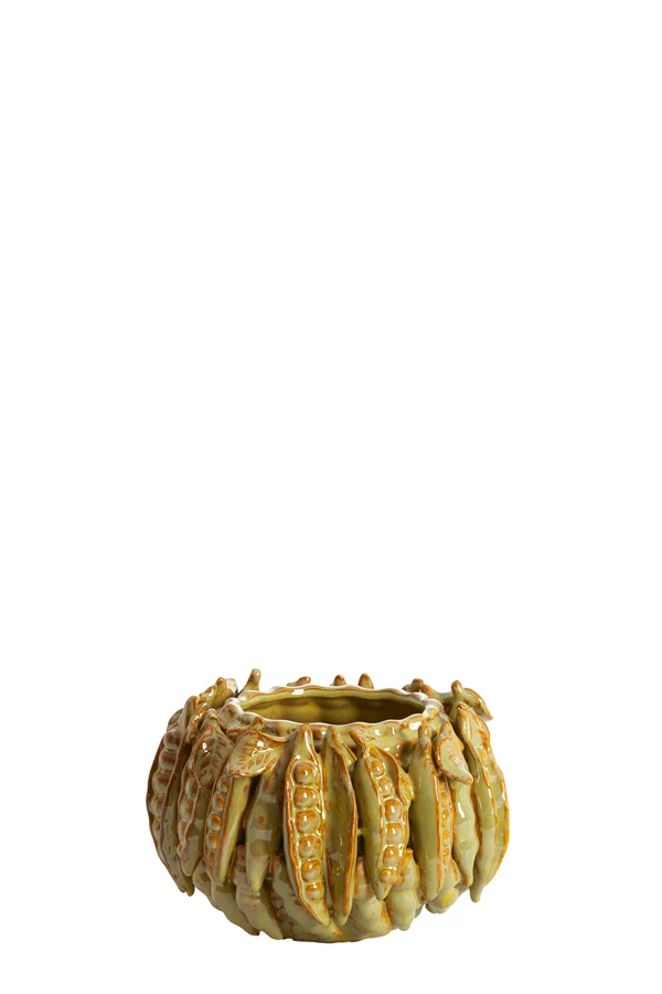 Vase deco 23,5x22,5x15 cm FABA ceramics olive green-brown